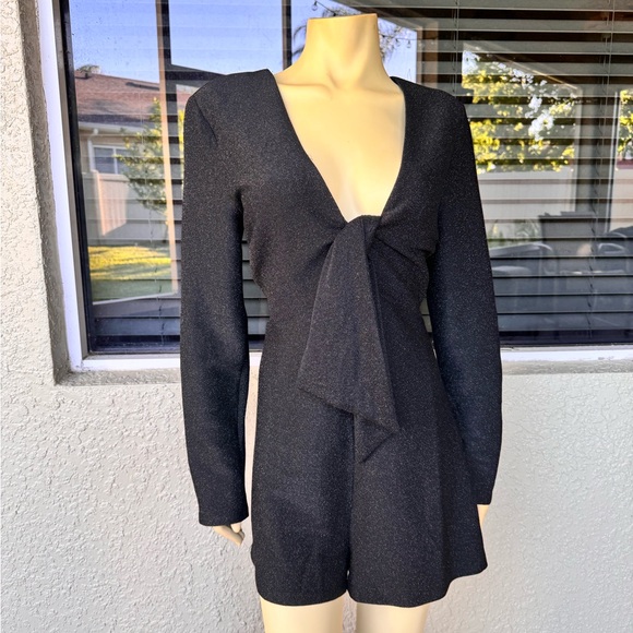 Material Girl Silver Shimmer Tie Front Romper - Picture 14 of 14